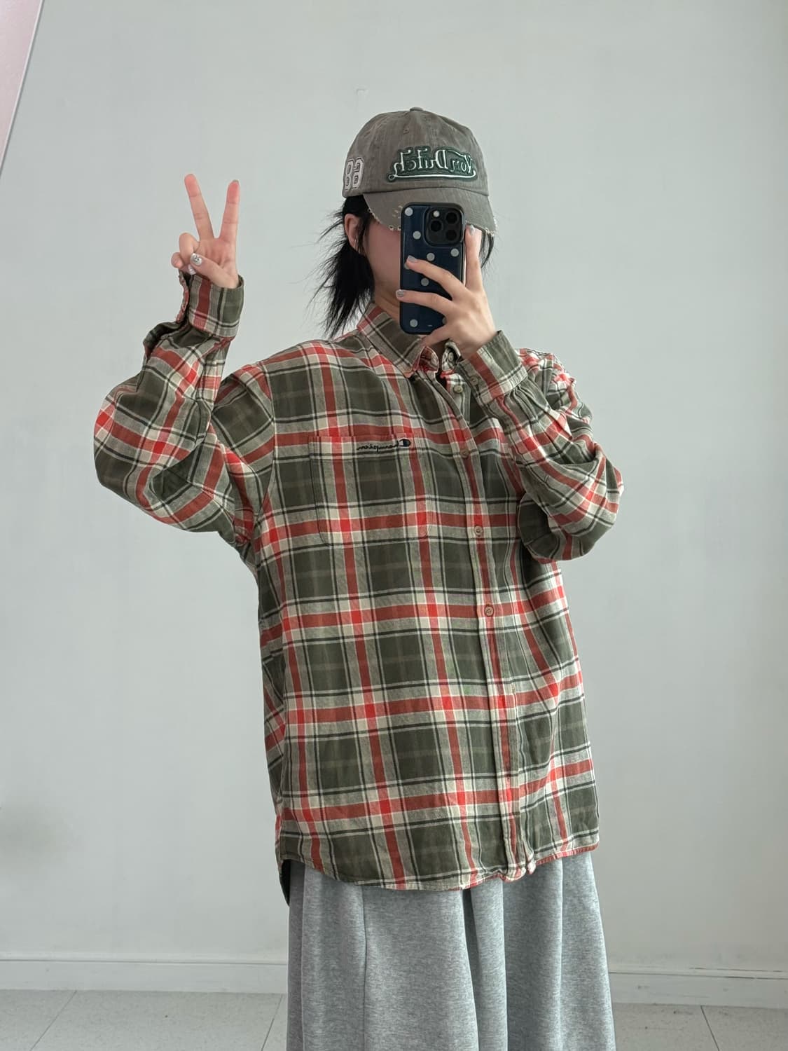 챔피온 카키 오렌지 셔츠 상품이미지4