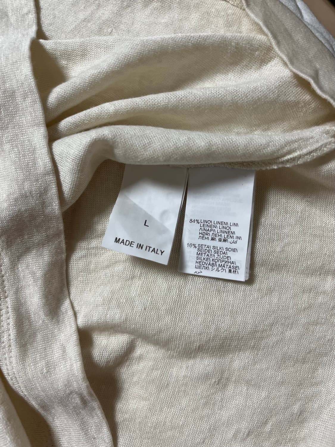 브루넬로 쿠치넬리 화이트 린넨 실크 혼방 티셔츠 L 정품 상품이미지3