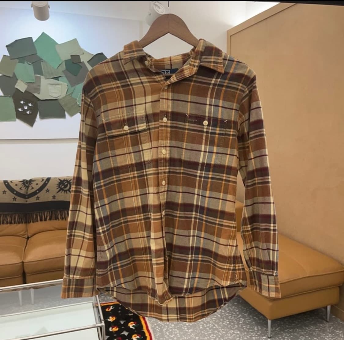 폴로 랄프로렌 올드스쿨 엘보패치 체크 셔츠 L C06597 상품이미지1