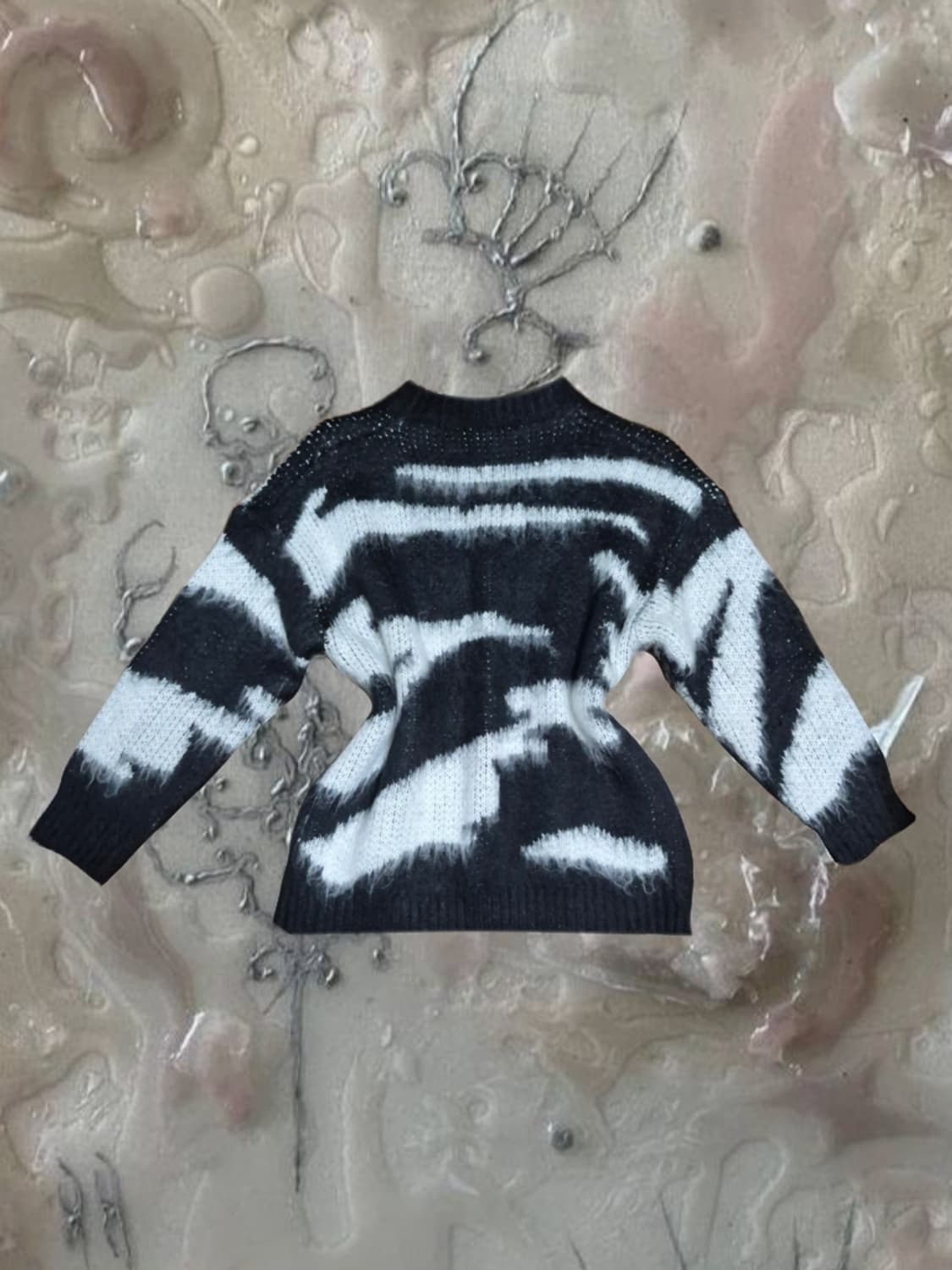 y2k 빈티지 앙고라 니트 스웨터 지브라 얼룩 고스 락시크 힙 상품이미지2