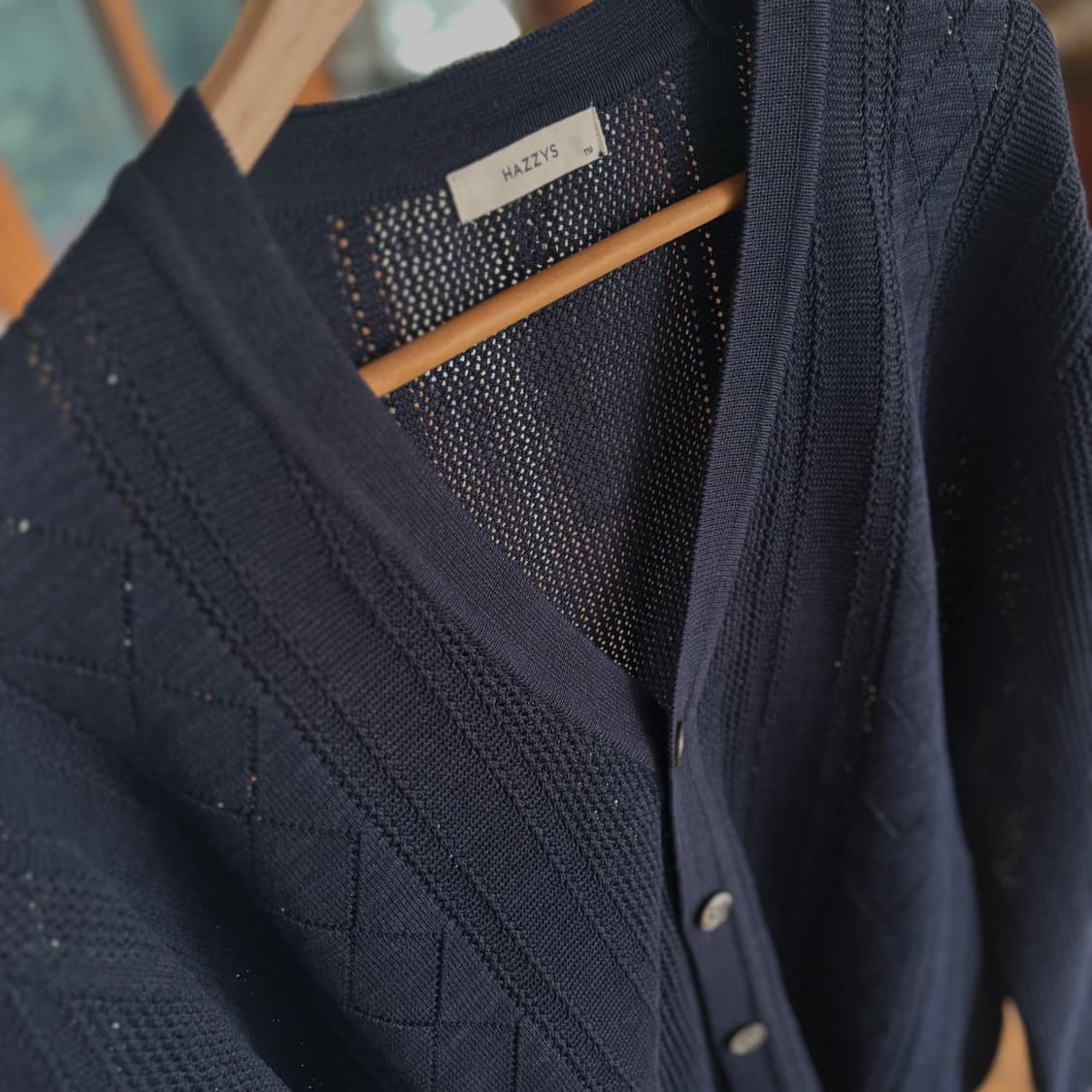 헤지스 빅사이즈 니크 가디건 110 120 다크네이비 그물 소재 상품이미지6