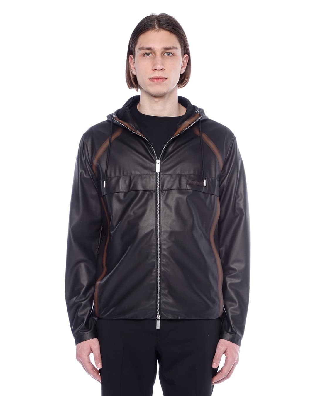 (A/46) / 벨루티 로고 패치 레더 후드 자켓 상품이미지9