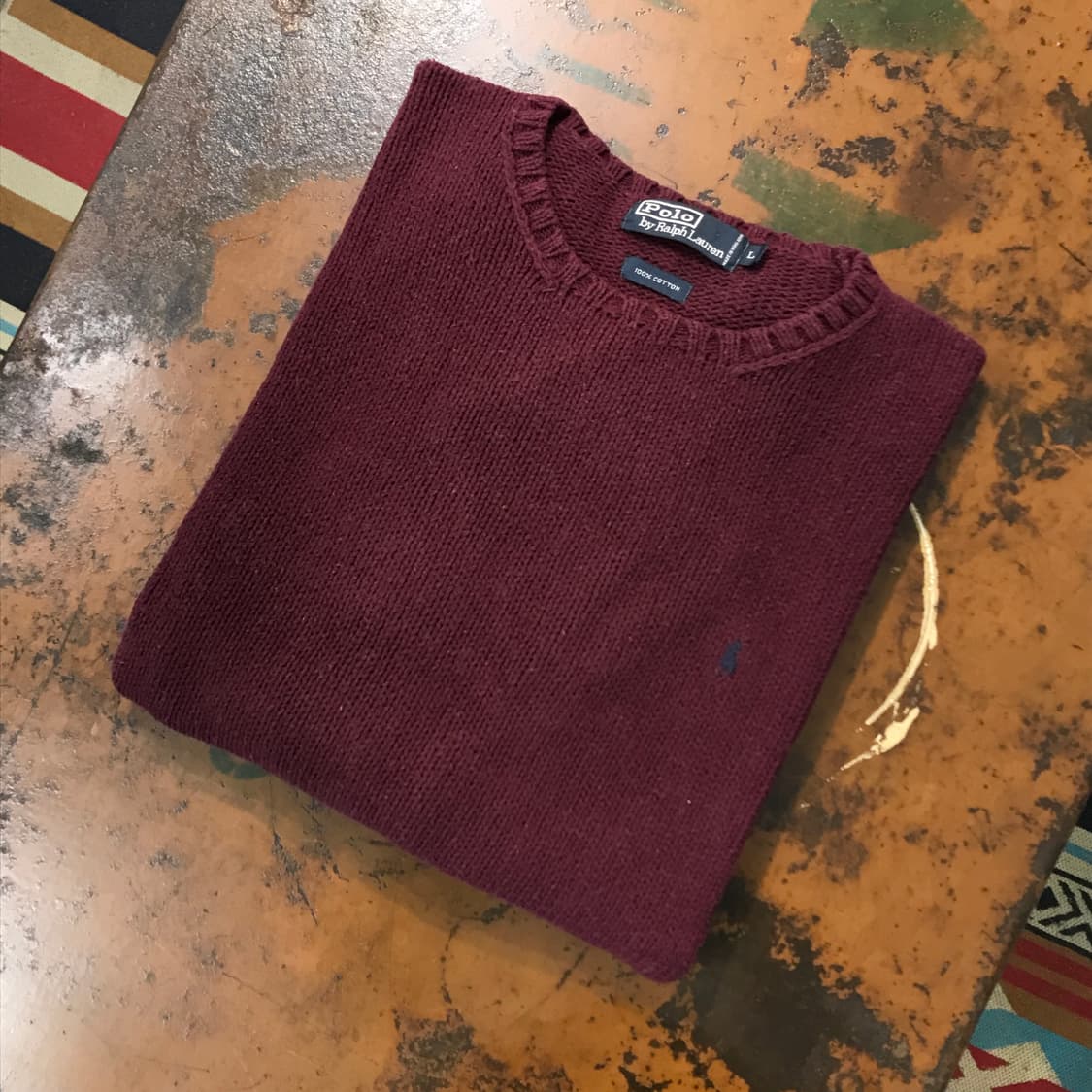 폴로랄프로렌 버건디 코튼 니트 남성 115 빅사이드  상품이미지1