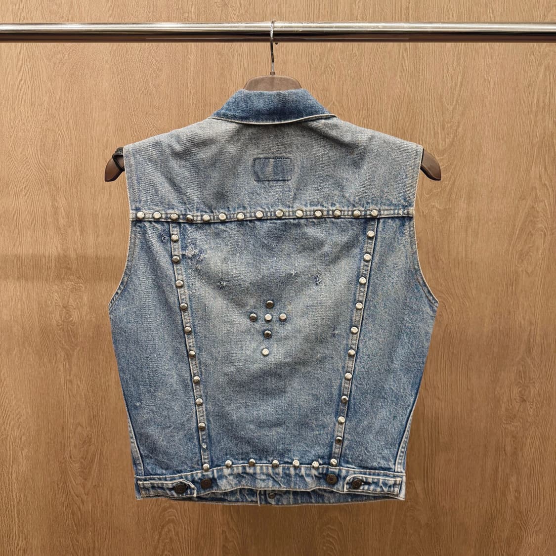 리바이스 데님 베스트 스터드 포켓 크롭 빈티지 디테일 블루 상품이미지3