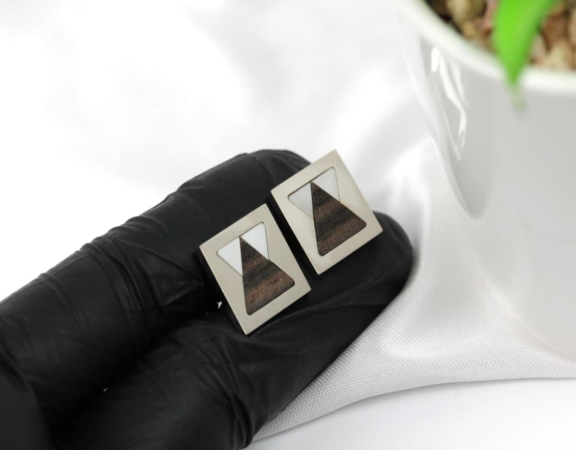 지방시 B+등급 천연자개 나무 한정판 남자 명품 커프스 상품이미지5