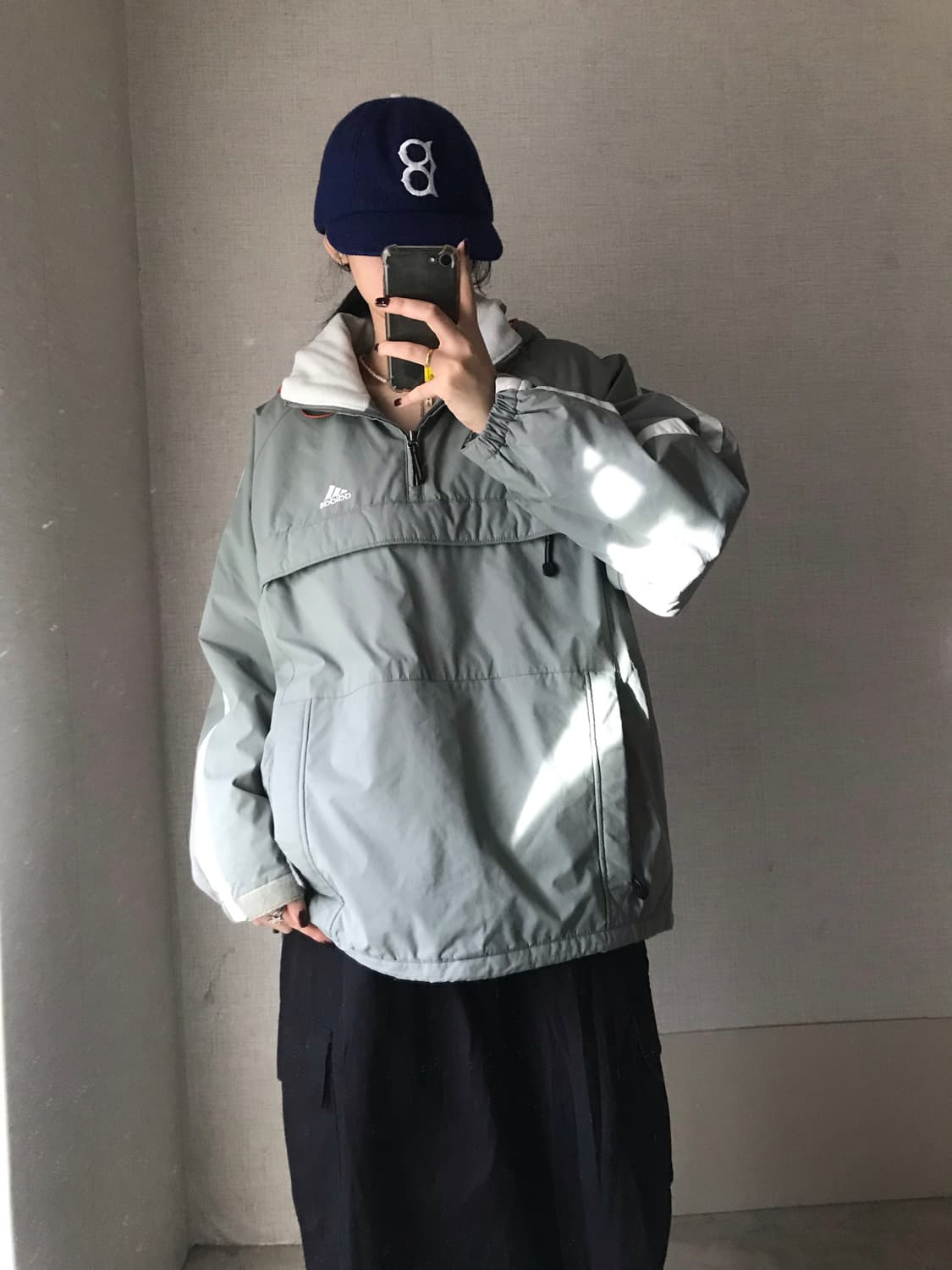 아디다스90s 카키 누빔 반집업 상품이미지5