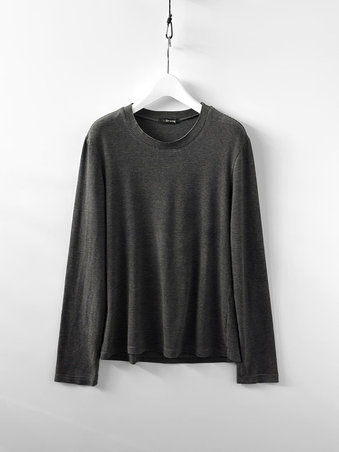 요지 포 리빙 파인 스트라이프 패턴 롱 슬리브 티셔츠 상품이미지2