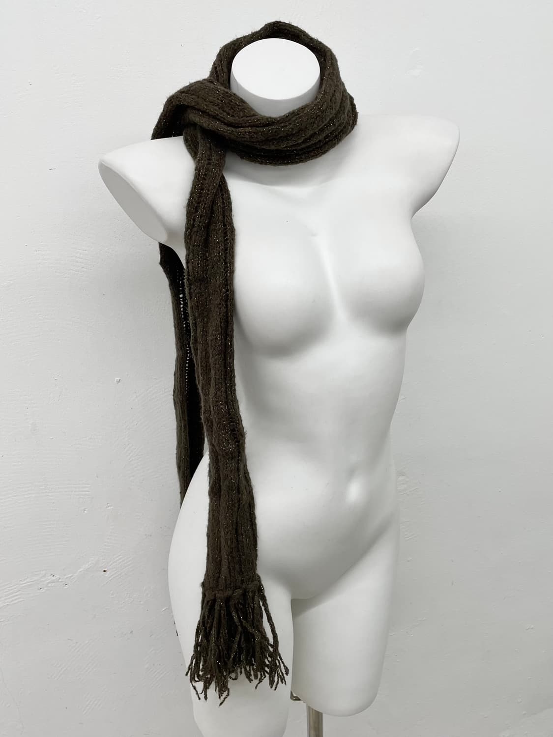 브라운 글리터 골지 머플러  상품이미지3