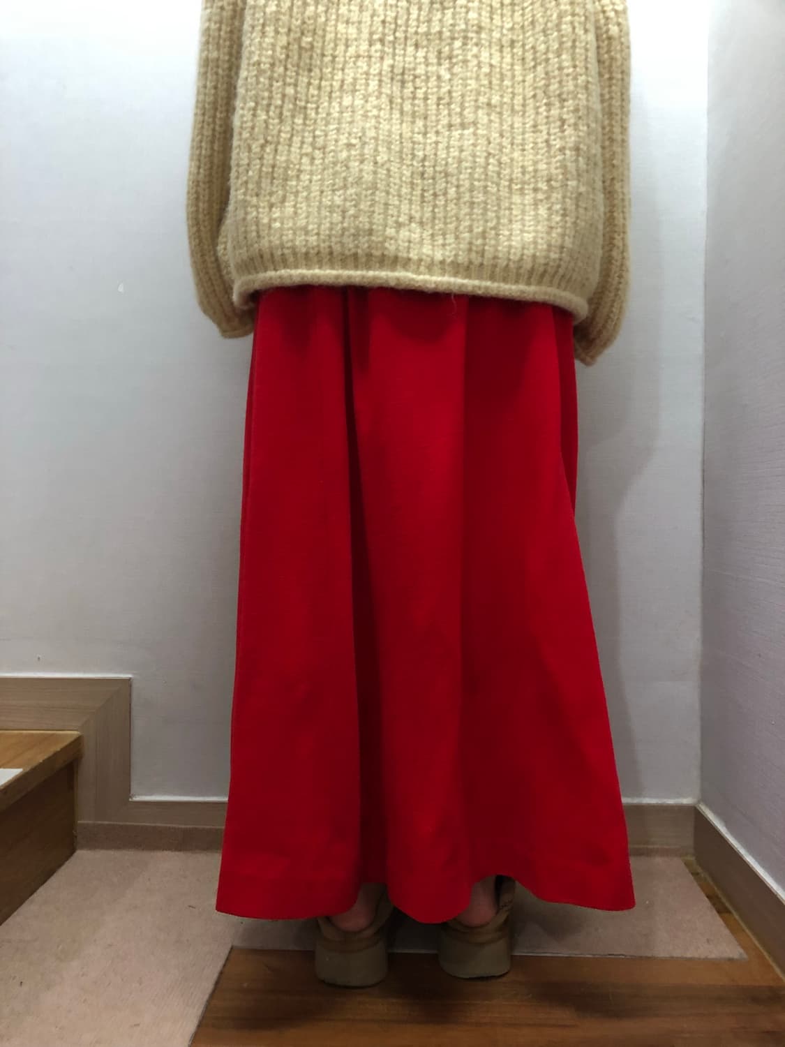 빈티지 레드 오리엔탈 버튼 롱 스커트 상품이미지7