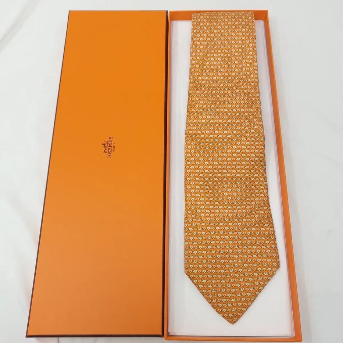 살바토레 페라가모 오렌지 꽃무늬 실크 넥타이 상품이미지6