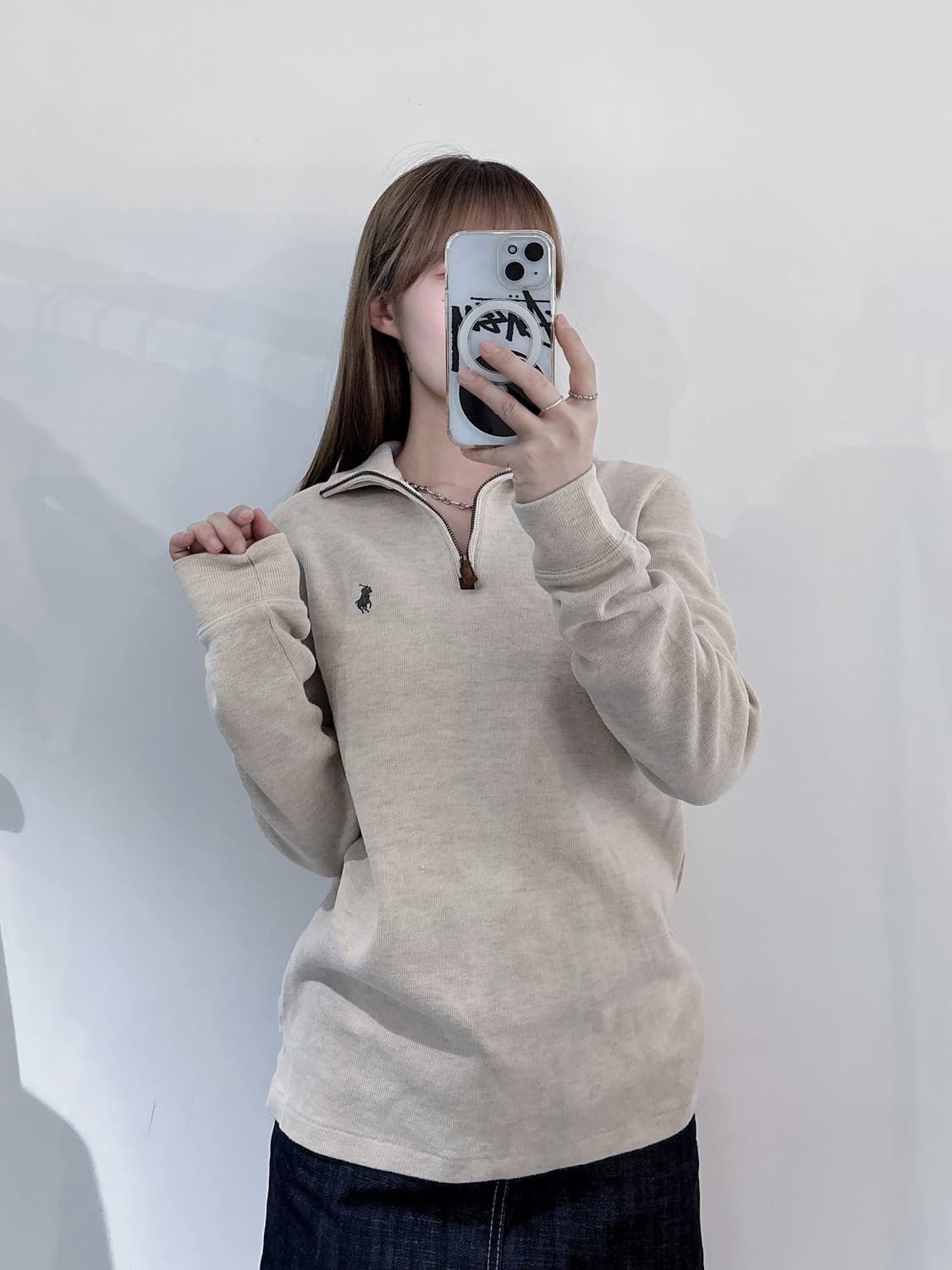 폴로랄프로렌 브라운포니 베이지 반집업 니트 상품이미지1