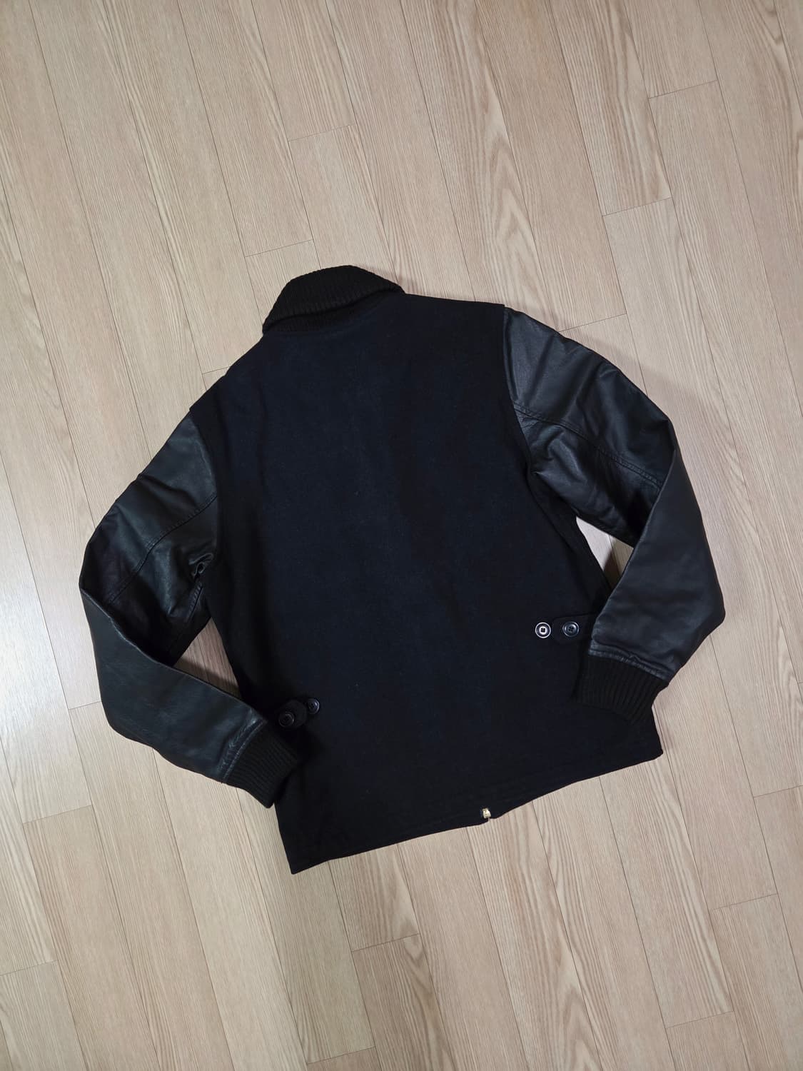 SBMS 카우 레더 금장 지퍼 울 바시티 재킷 상품이미지7