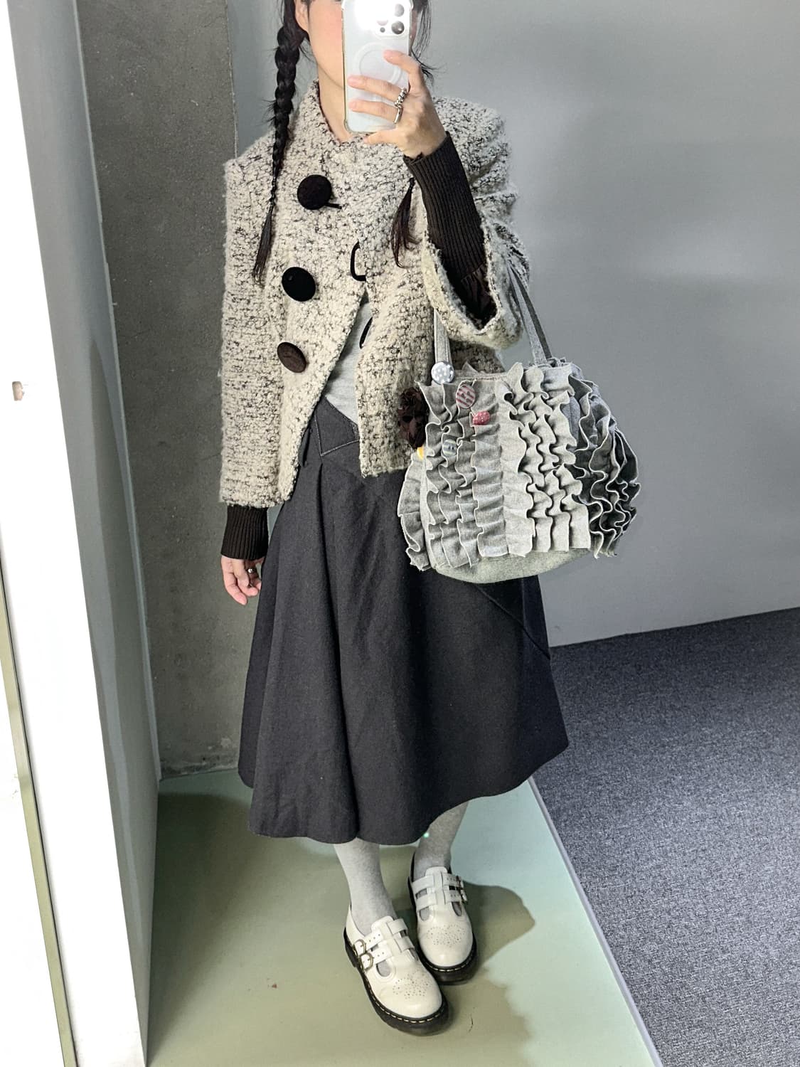 charcoal side zipper wrap skirt 상품이미지4