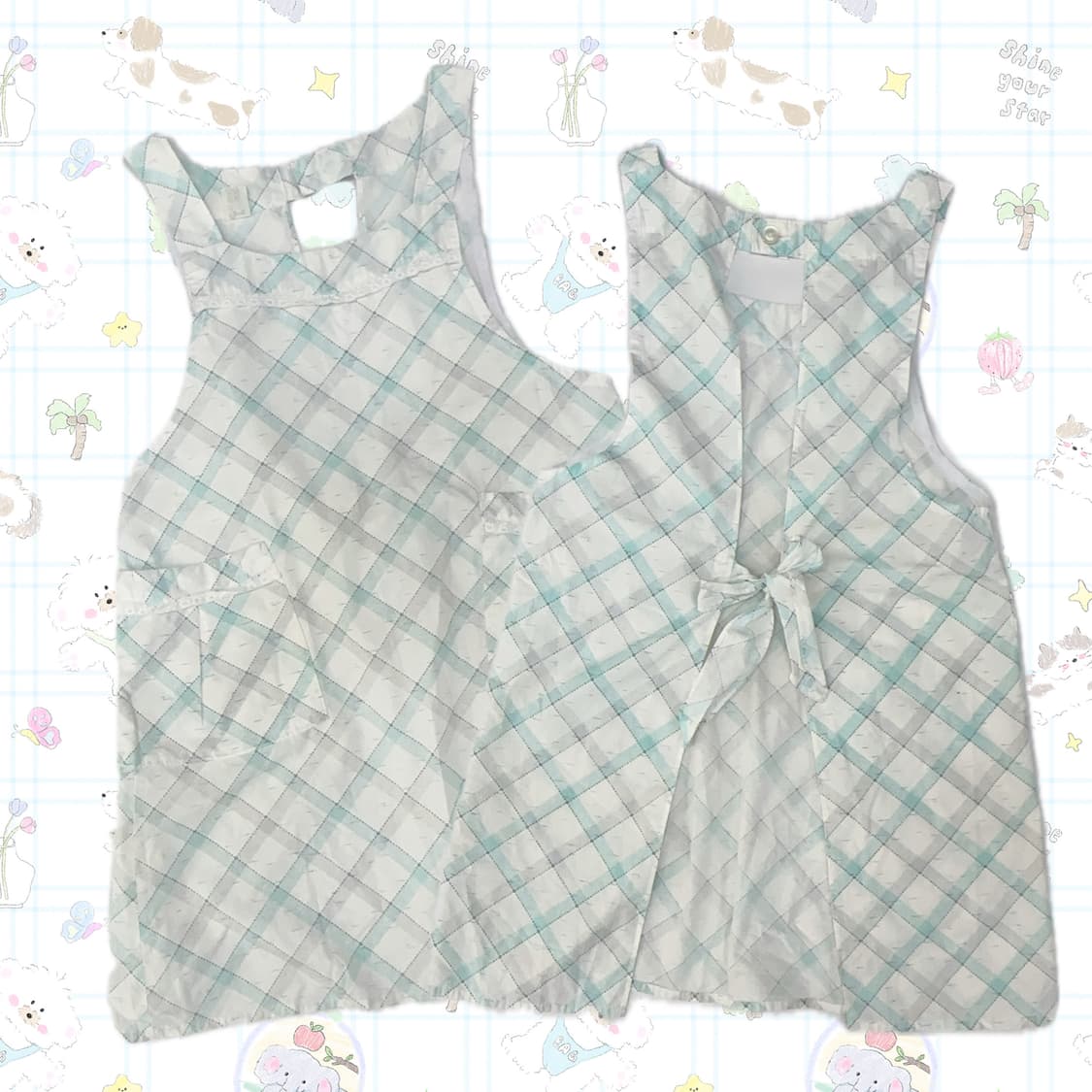 🩵히메갸루 체크 앞치마🩵 레이어드 레이스 공방 베이킹 러블리 메이드 상품이미지1