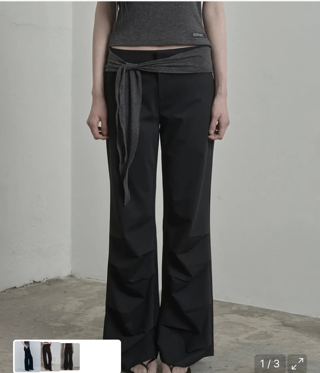 이네기 Drape Flare Slacks (black) 슬랙스 상품이미지1