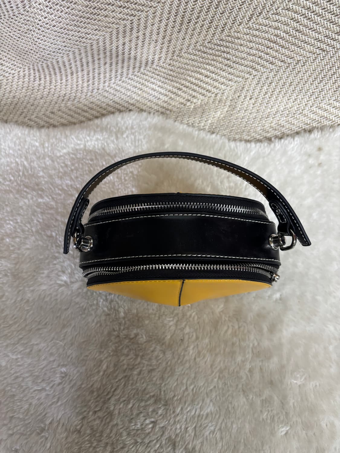 옐로우 원형 탬버린 백 미니 토드백 상품이미지4