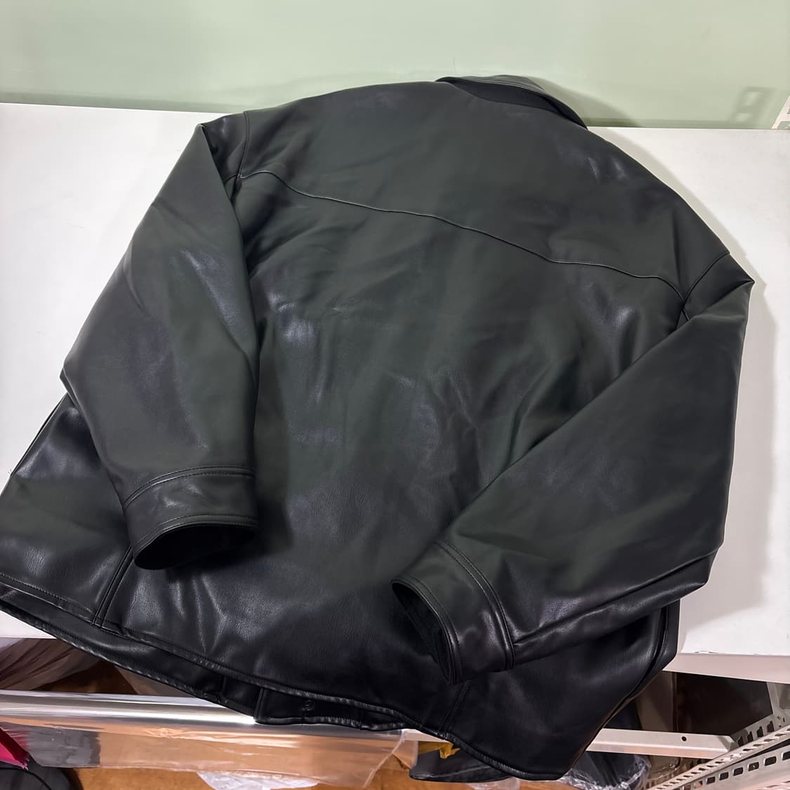 L 라퍼지스토어 블랙 투웨이 카라넥 가죽자켓 상품이미지3