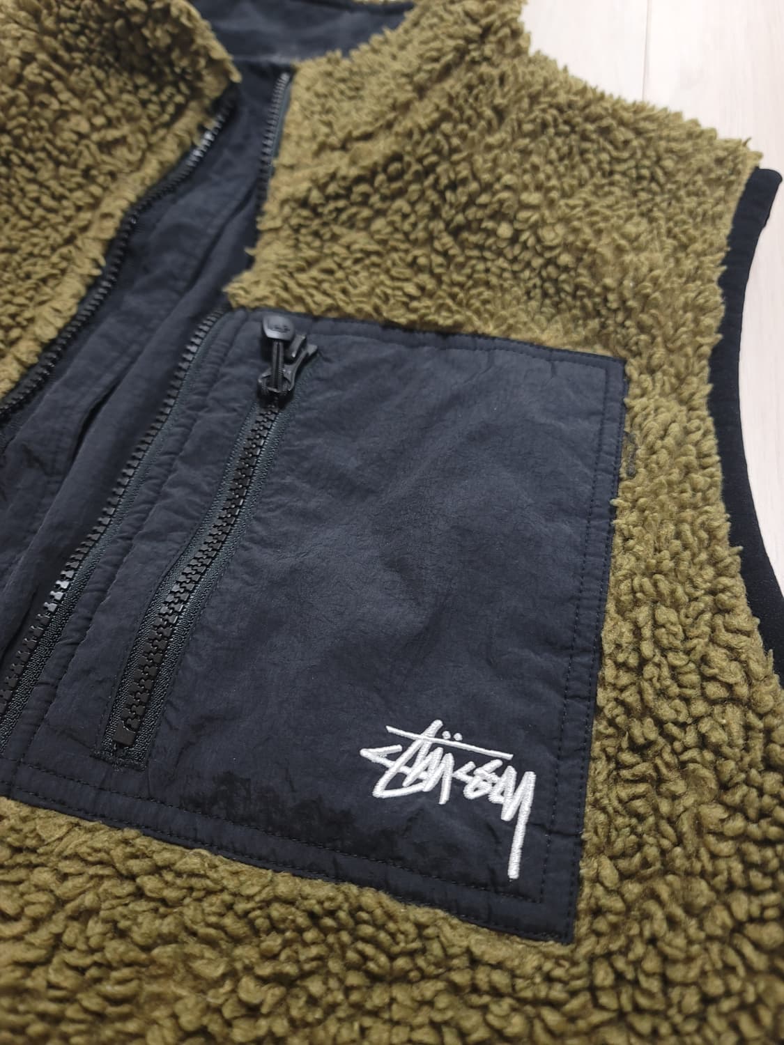 [M] 스투시 쉐르파 리버시블 조끼베스트 올리브 상품이미지3