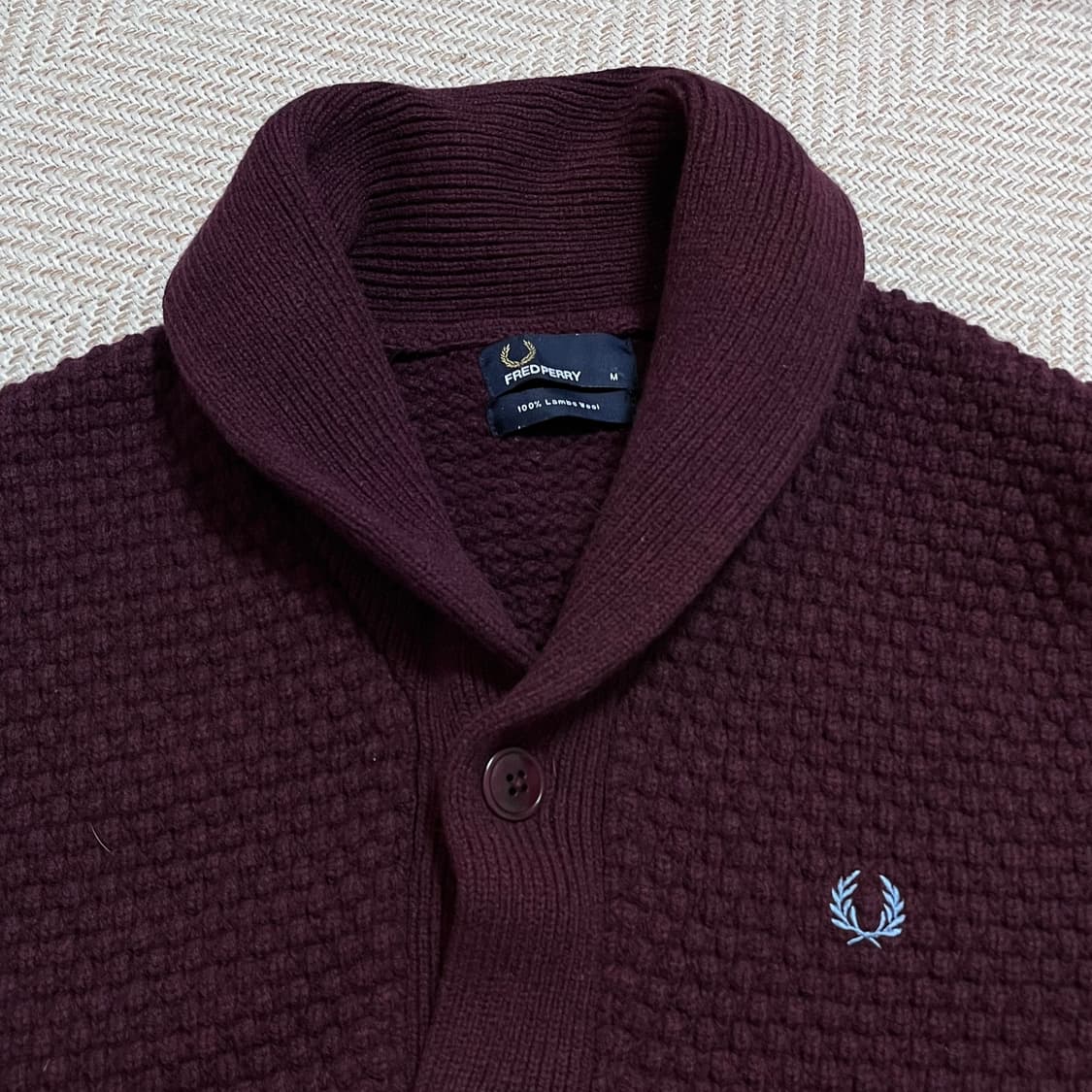 [정품] 프레드페리 버건디 짜임 두툼 울 가디건[ M ] 상품이미지3