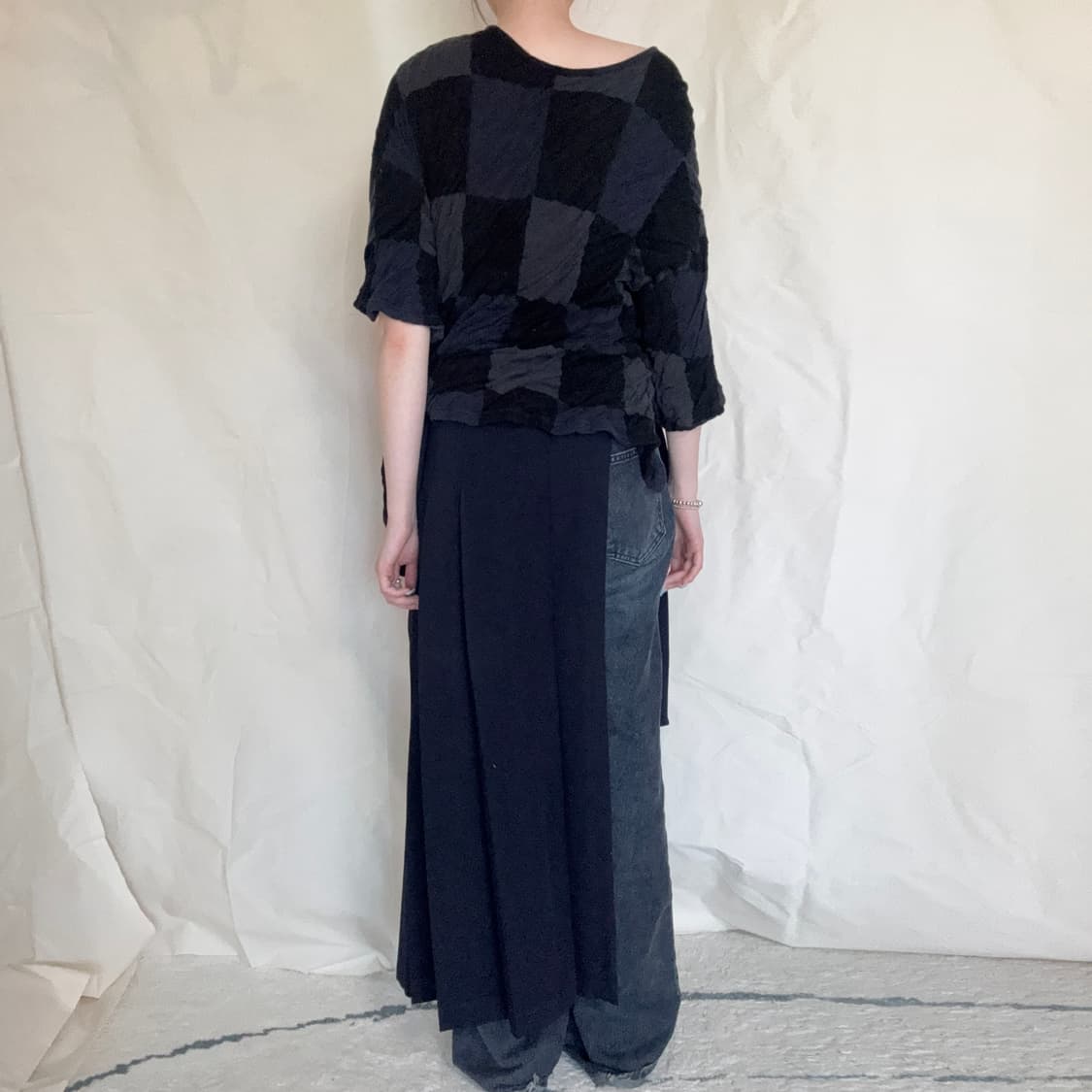 Y's Asymmetric Checkerboard Pleated Knit 상품이미지6
