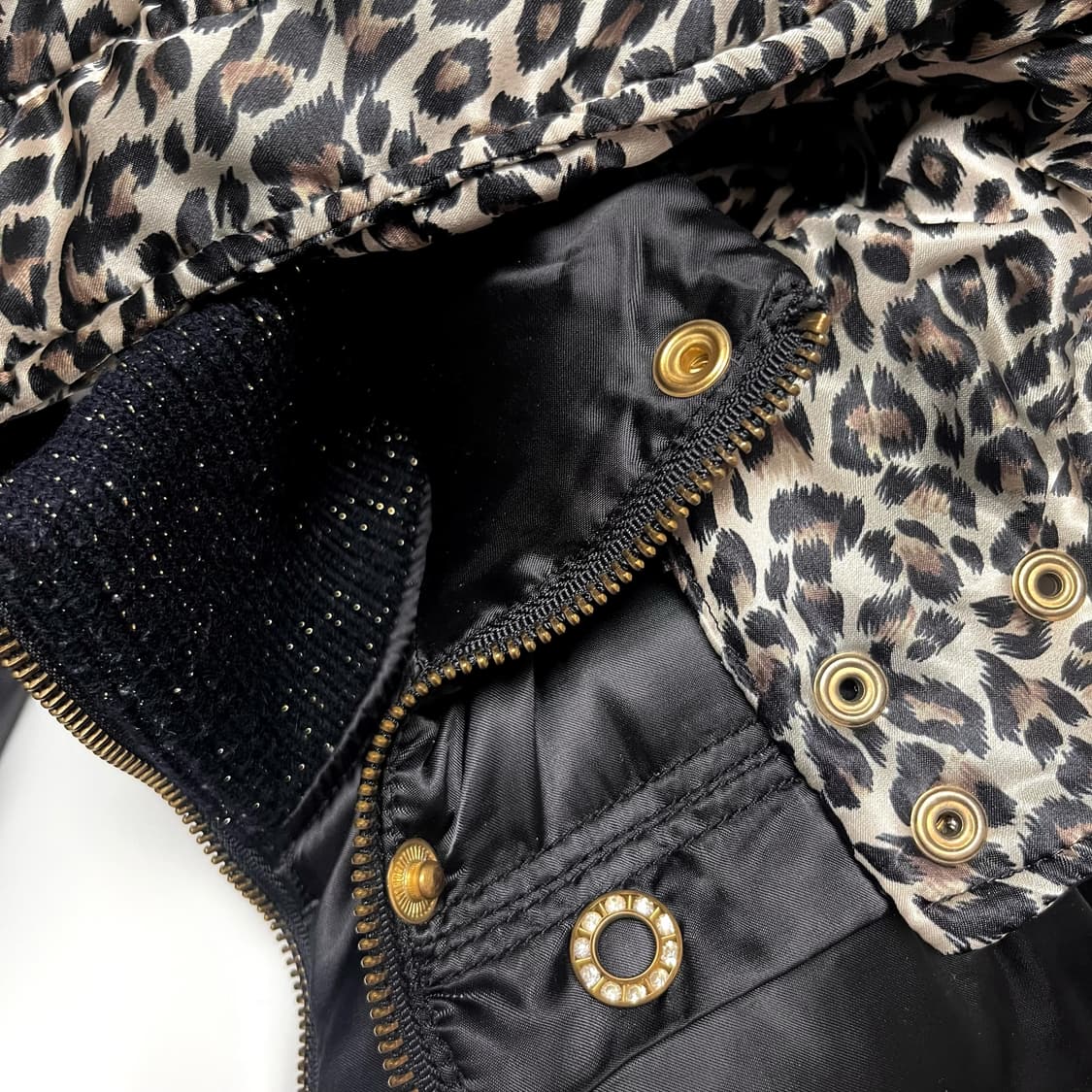 오네갸루 대장 레오파드 큐빅스톤 펄 패딩 조끼 나나y2k 핀터00s빈티지 상품이미지4