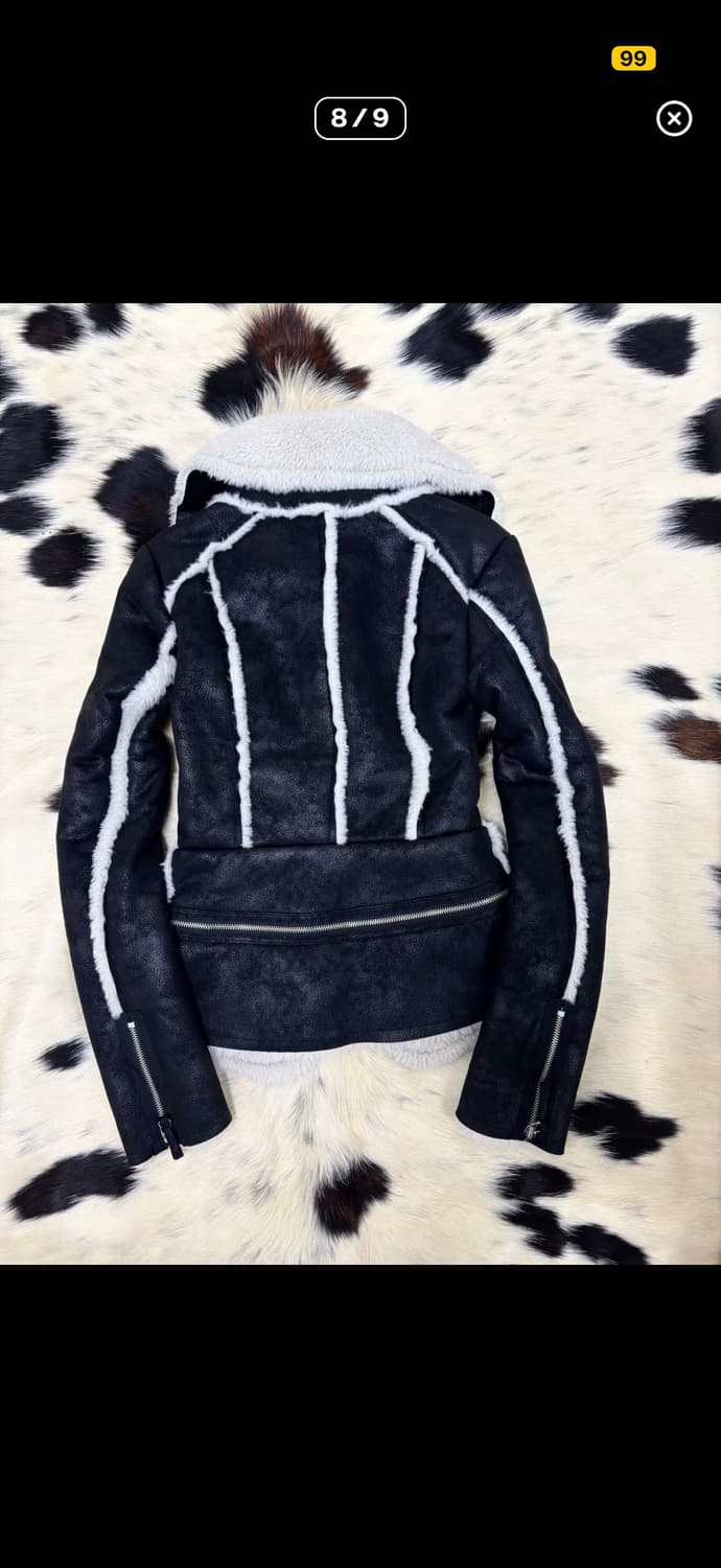 블랙 무스탕 자켓 숏 퍼트리밍 큐빈티지 아케호무 샵502 갸루 펑크 상품이미지4