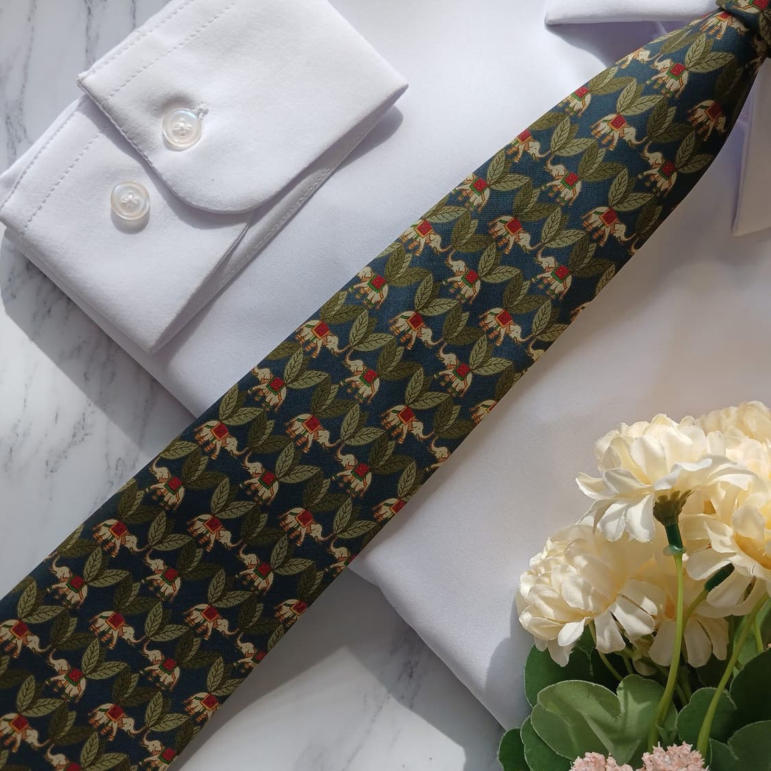 짐톰슨 실크 블루 코끼리 패턴 넥타이 9.5cm A+등급 E888
 상품이미지6