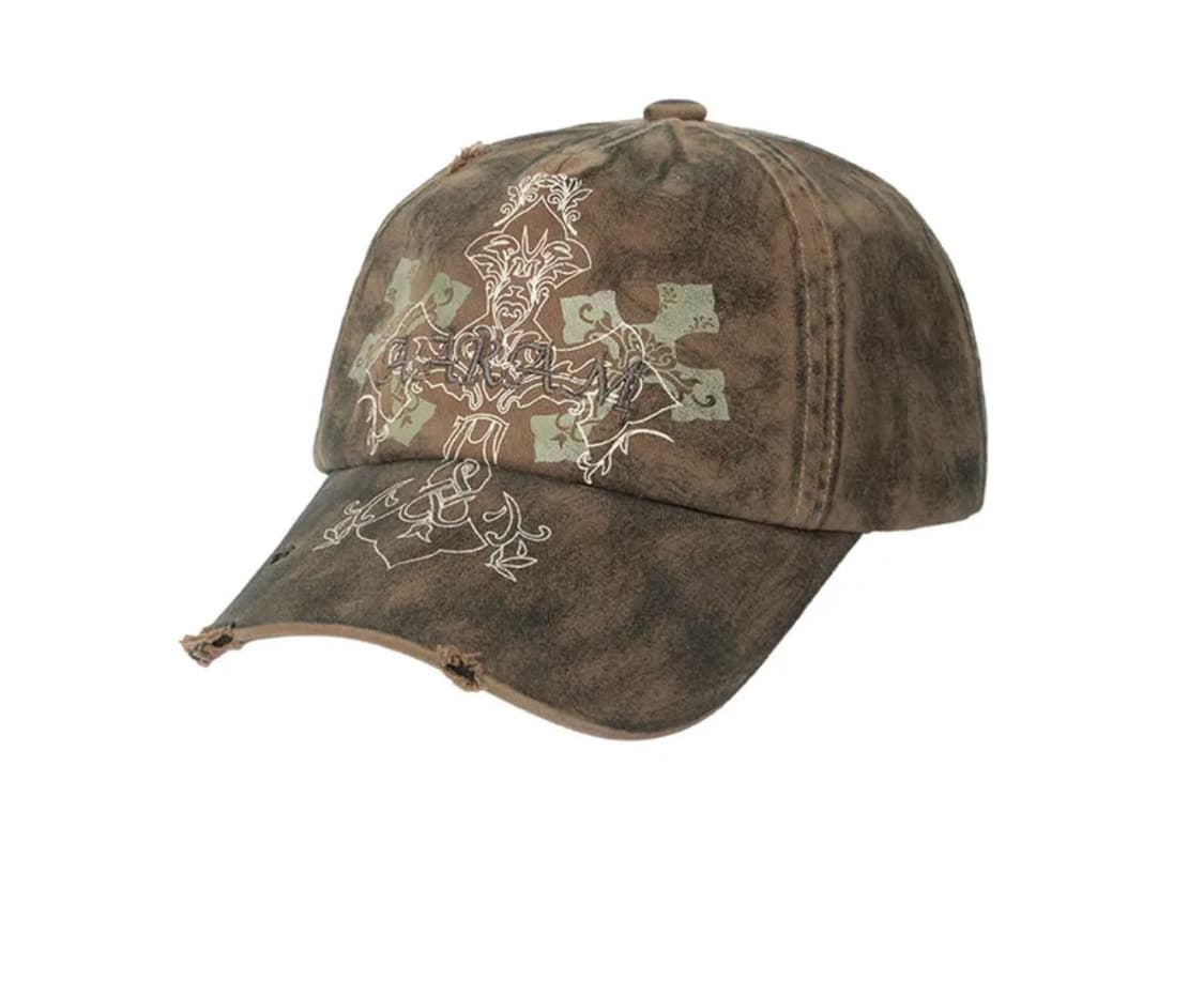 [Aakam] Washed Damage Ball Cap (Khaki) 상품이미지1