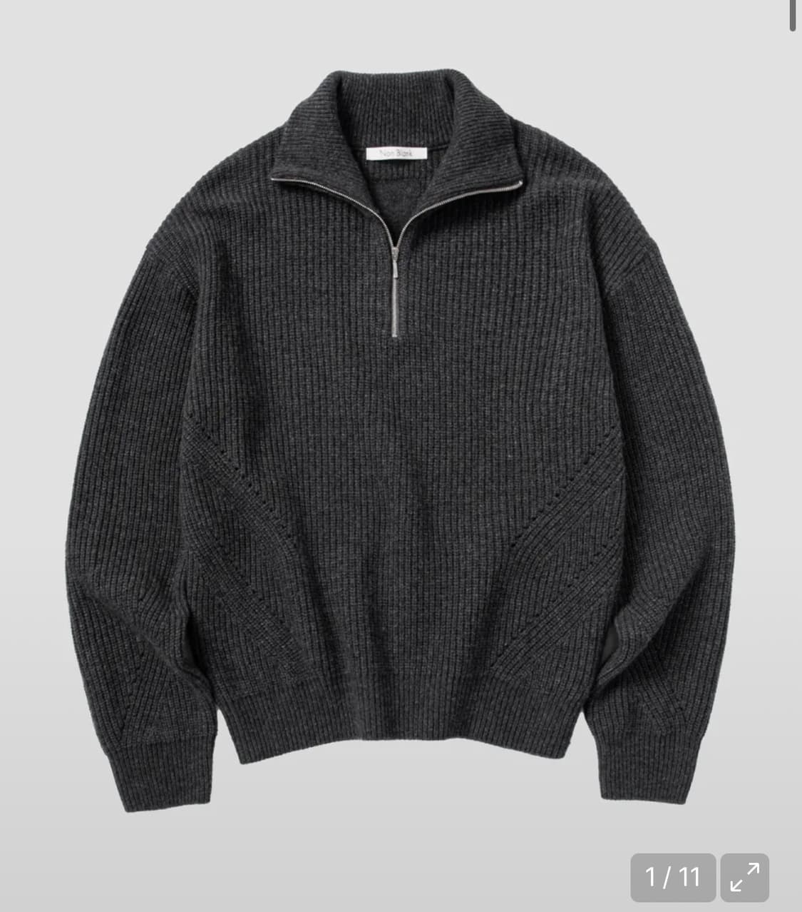 넌블랭크 챠콜그레이 캐시미어혼방  하프집업니트 m 95 상품이미지1