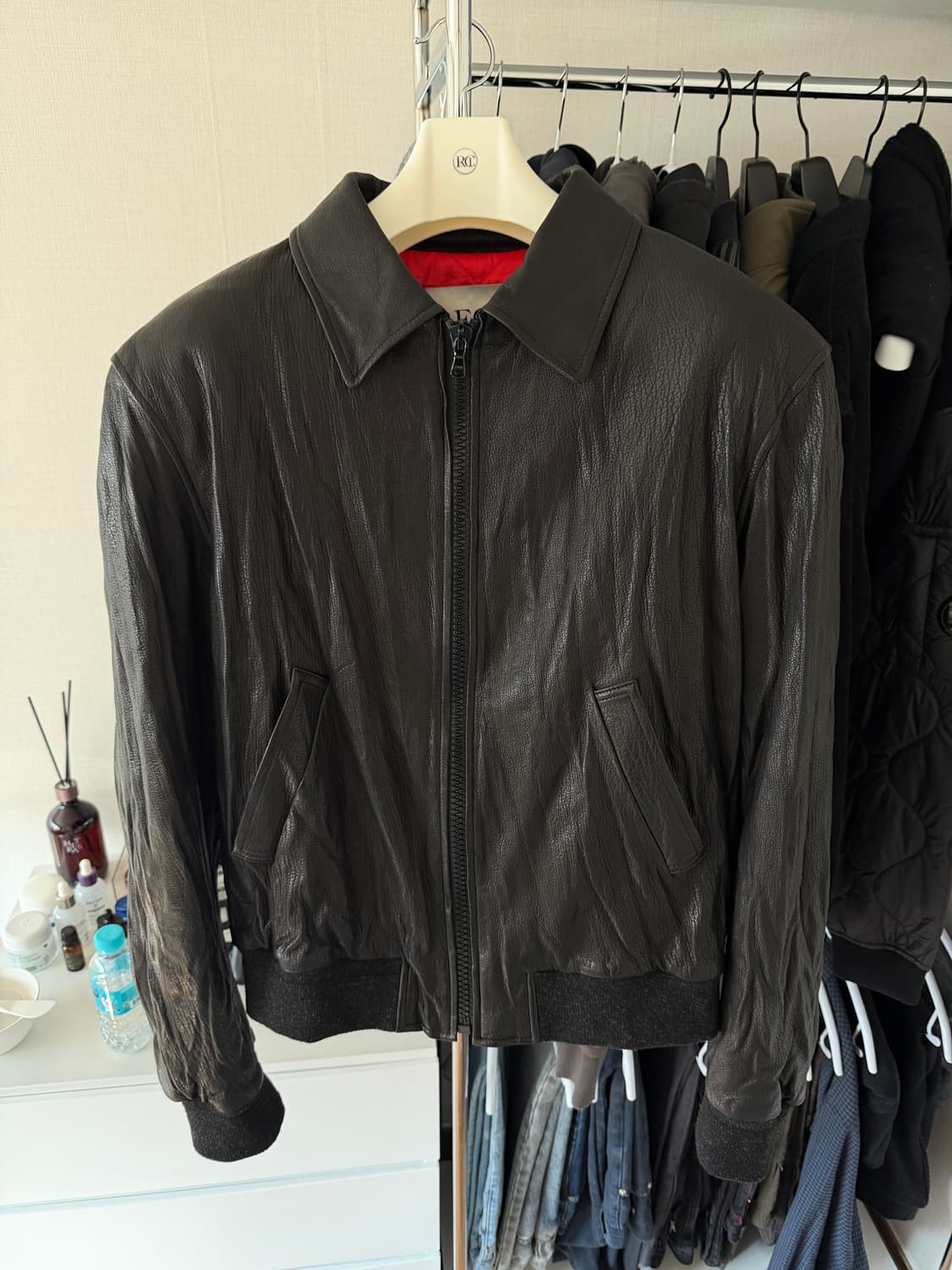 렉토 벤 크링클 레더 자켓 XL 상품이미지1