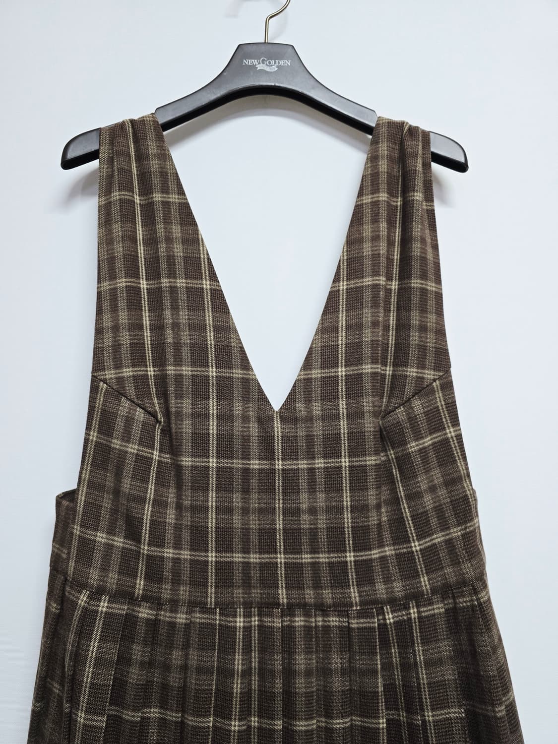 브라운 체크 뷔스티에 롱 원피스 상품이미지2