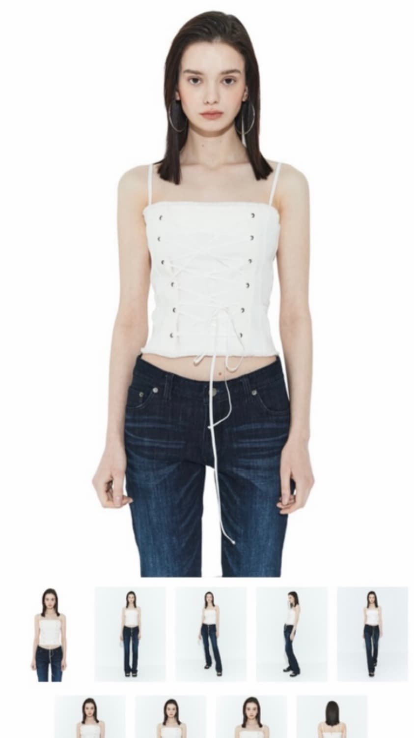 보헤미안서울 코르셋 탑 화이트 나시 상품이미지1