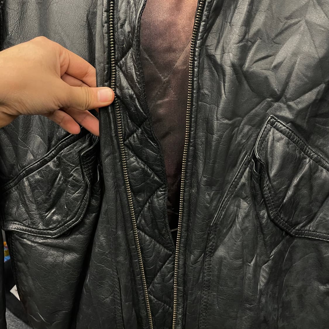 90s STEINER 서독 플라이트 밀리터리 폴리스 가드 가죽 자켓 상품이미지5