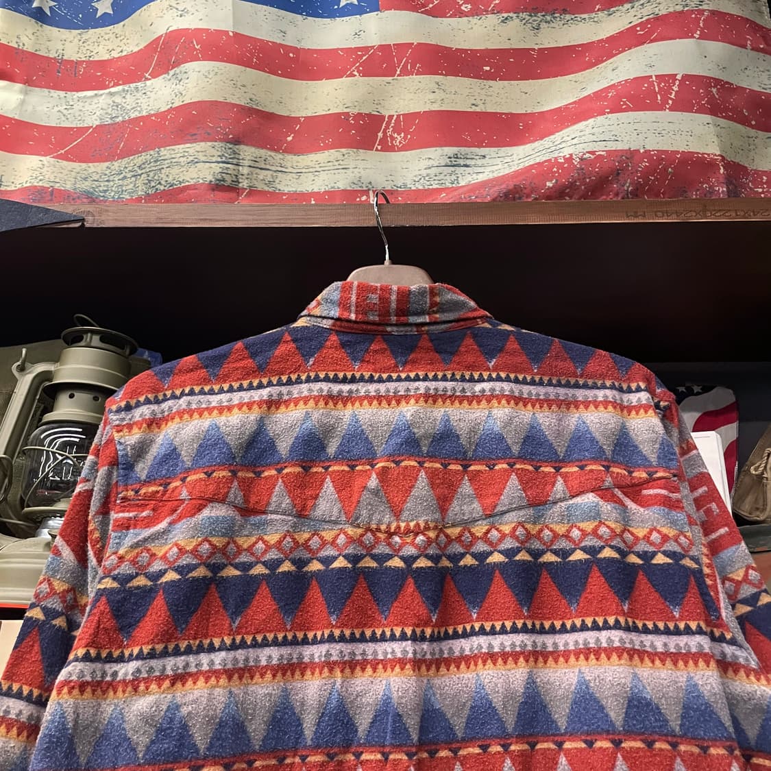 80s 익스프레스 라이더 블랭킷 나바호 패턴 포켓 플란넬 셔츠 N208 상품이미지4