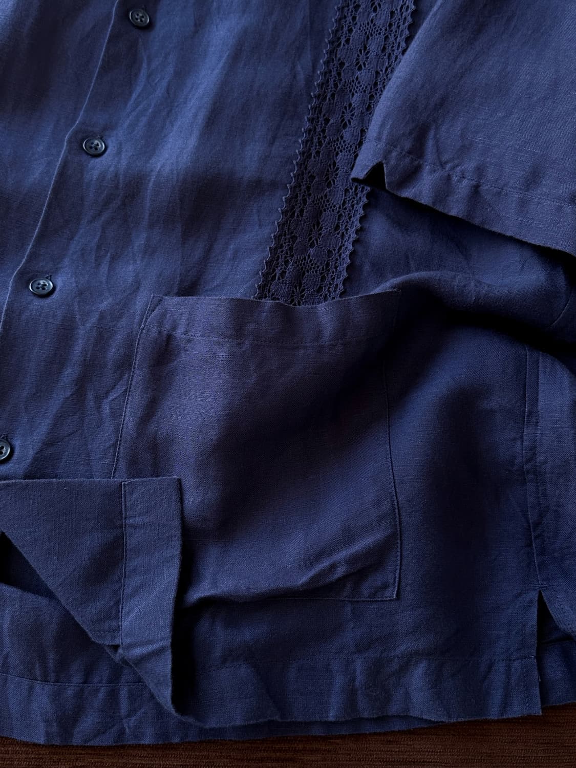 Natural linen rayon guayabera shirt 상품이미지4
