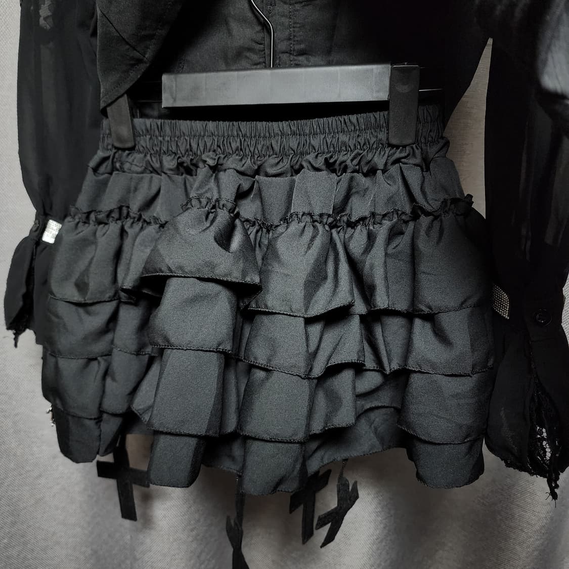 고스로리 지뢰계 고딕 페이크셔츠 치마바지 셋업 상품이미지8