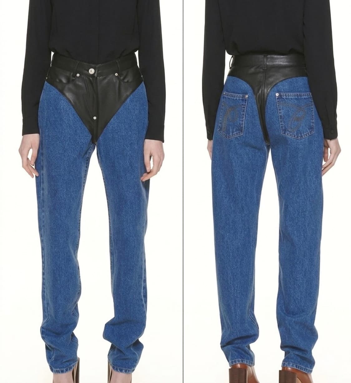 푸쉬버튼 pushbutton 블루 레더 팬티라인 데님팬츠 상품이미지2