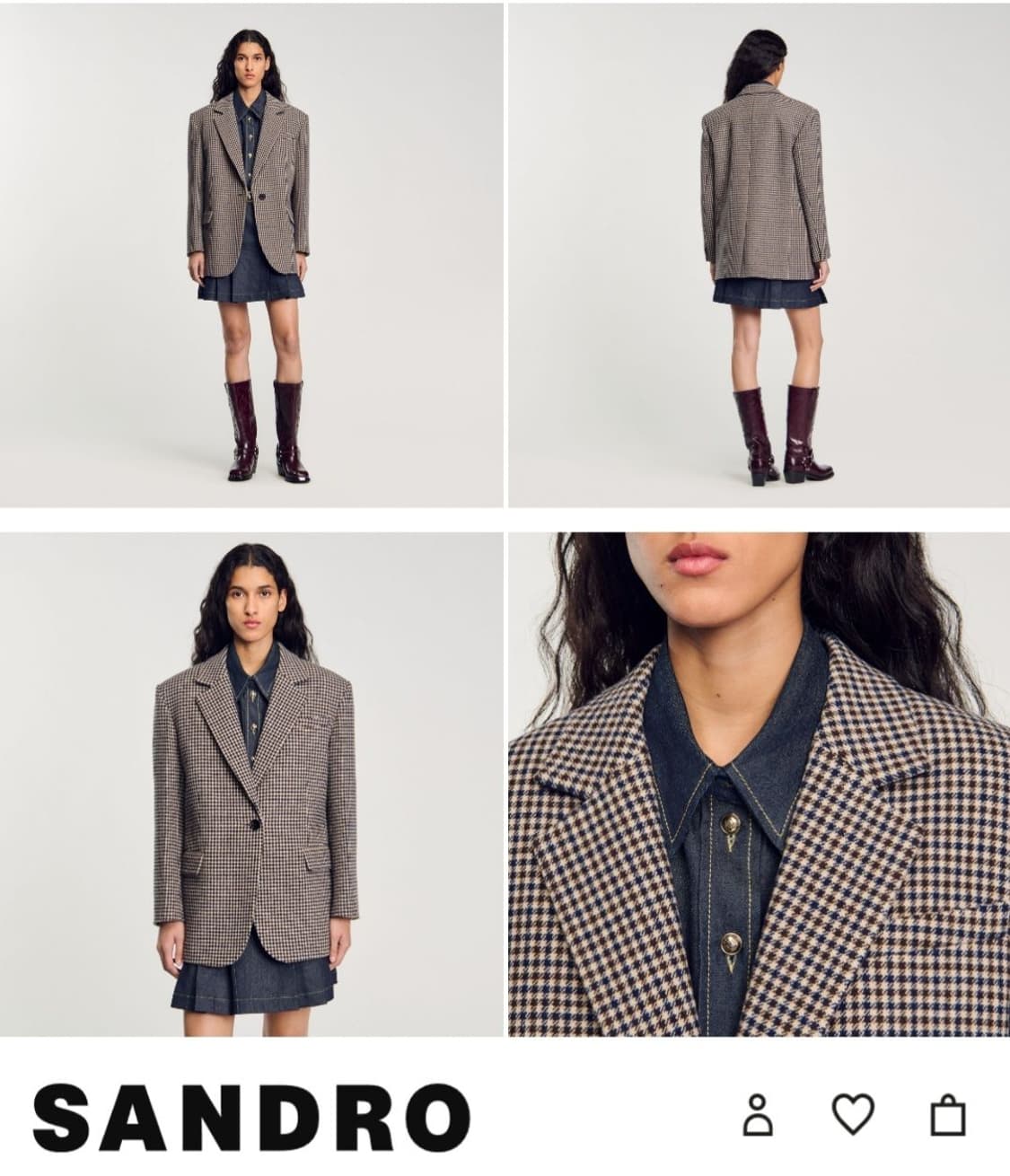66/77.산드로 스몰체크 자켓 상품이미지2