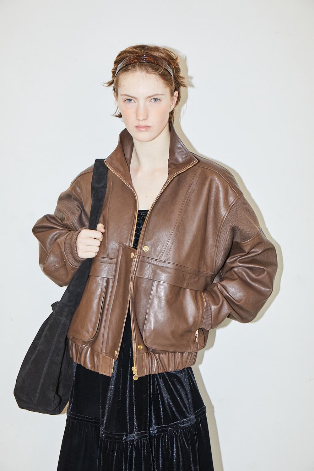 파르벵 콩테 립 레더 점퍼 브라운 상품이미지4