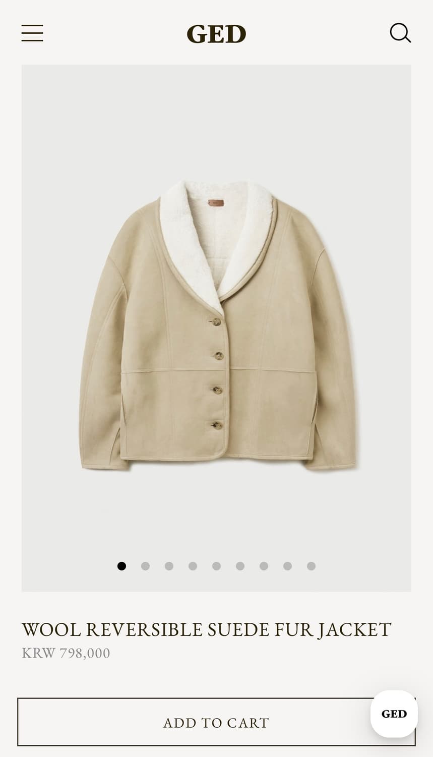 게드 WOOL REVERSIBLE SUEDE FUR JACKET 상품이미지1