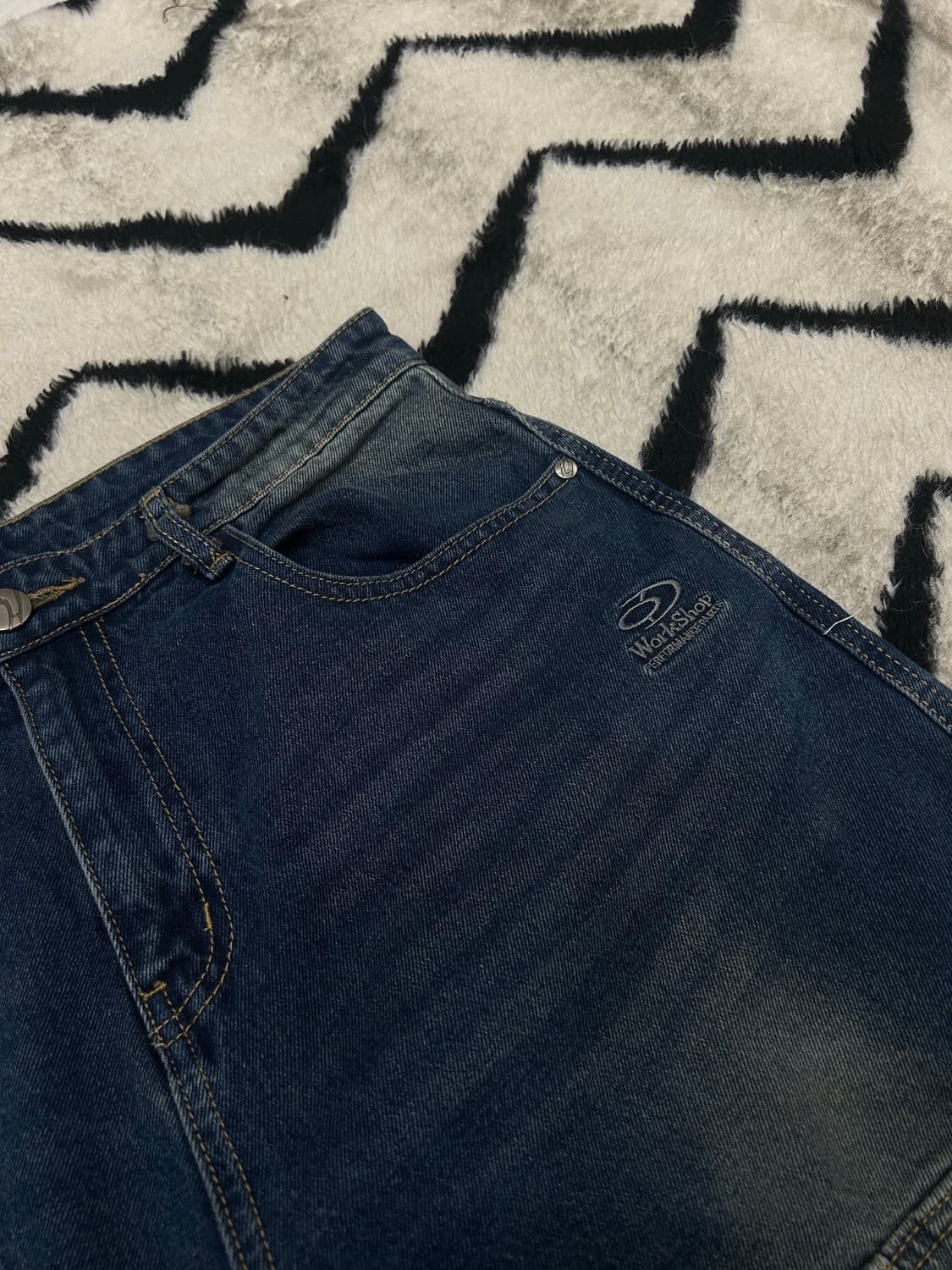 [L]트래블 절개 워싱 와이드 데님팬츠/인디고블루 상품이미지1