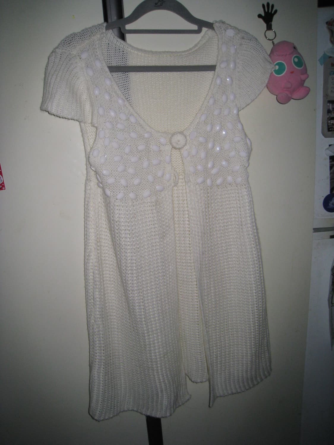 모리걸 갸루 화이트 펄 니트 베스트 상품이미지1