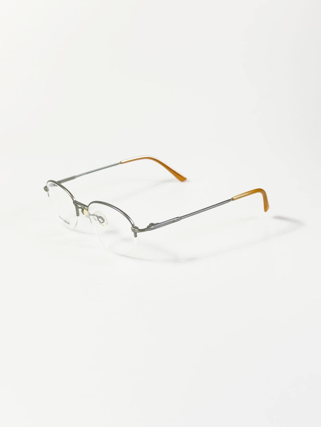 실버 티타늄 슬림 오벌 반무테 메탈 프레임 빈티지 안경 상품이미지3