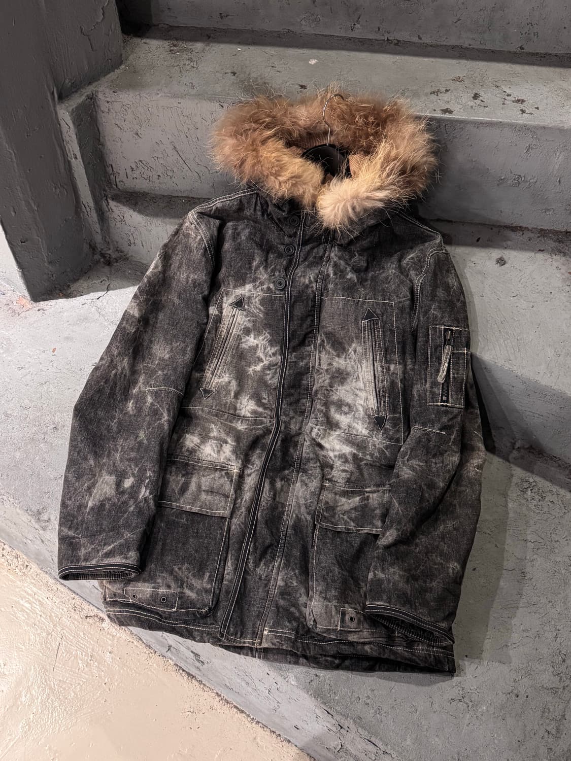 Ventina 코튼 스톤워싱 퍼 후드 점퍼  상품이미지1