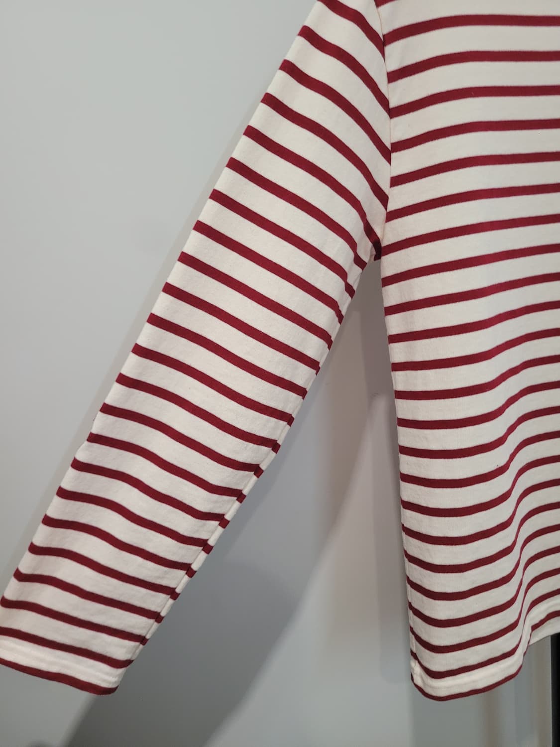 세인트제임스 레드 단가라 엘보패치 긴팔 티셔츠 S사이즈 상품이미지3