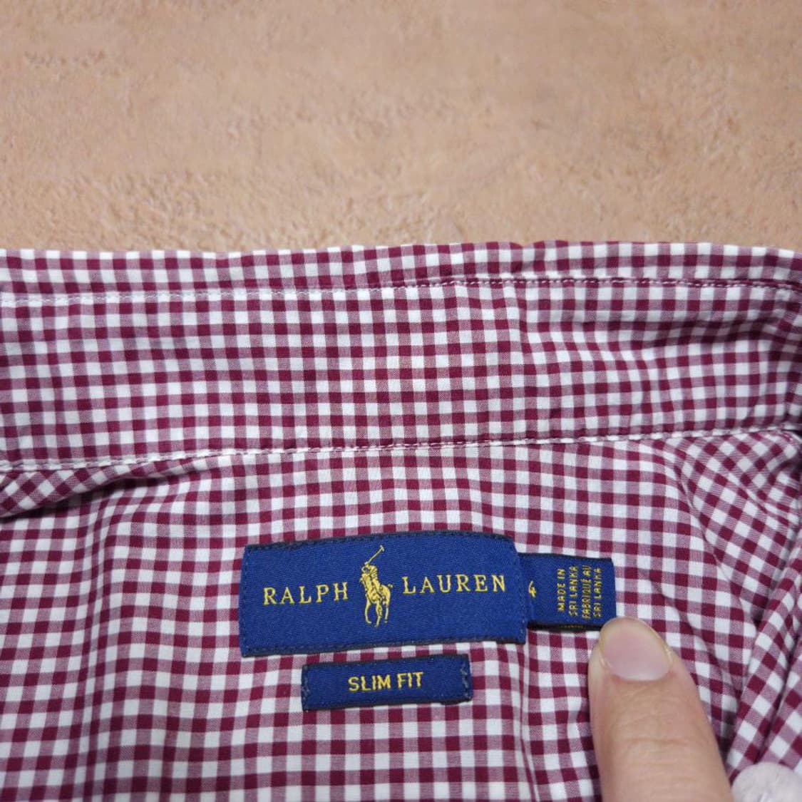 바배) 폴로 랄프로렌 슬림핏 버건디 체크 패턴 셔츠 상품이미지3