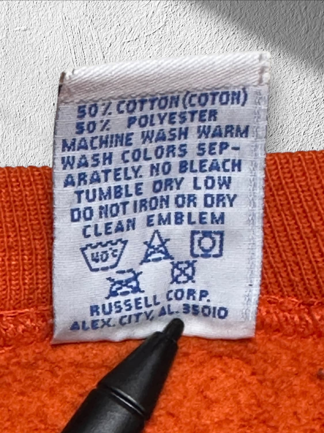 90s russell 러셀 스웻셔츠 오렌지 XL 상품이미지3