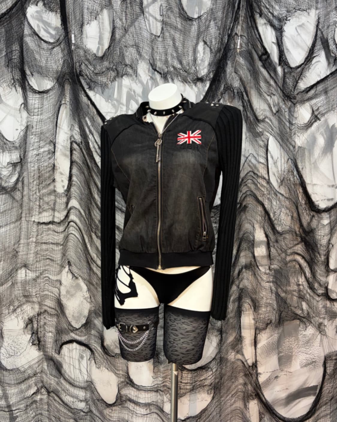 punk union jack studs knit jacket  상품이미지1