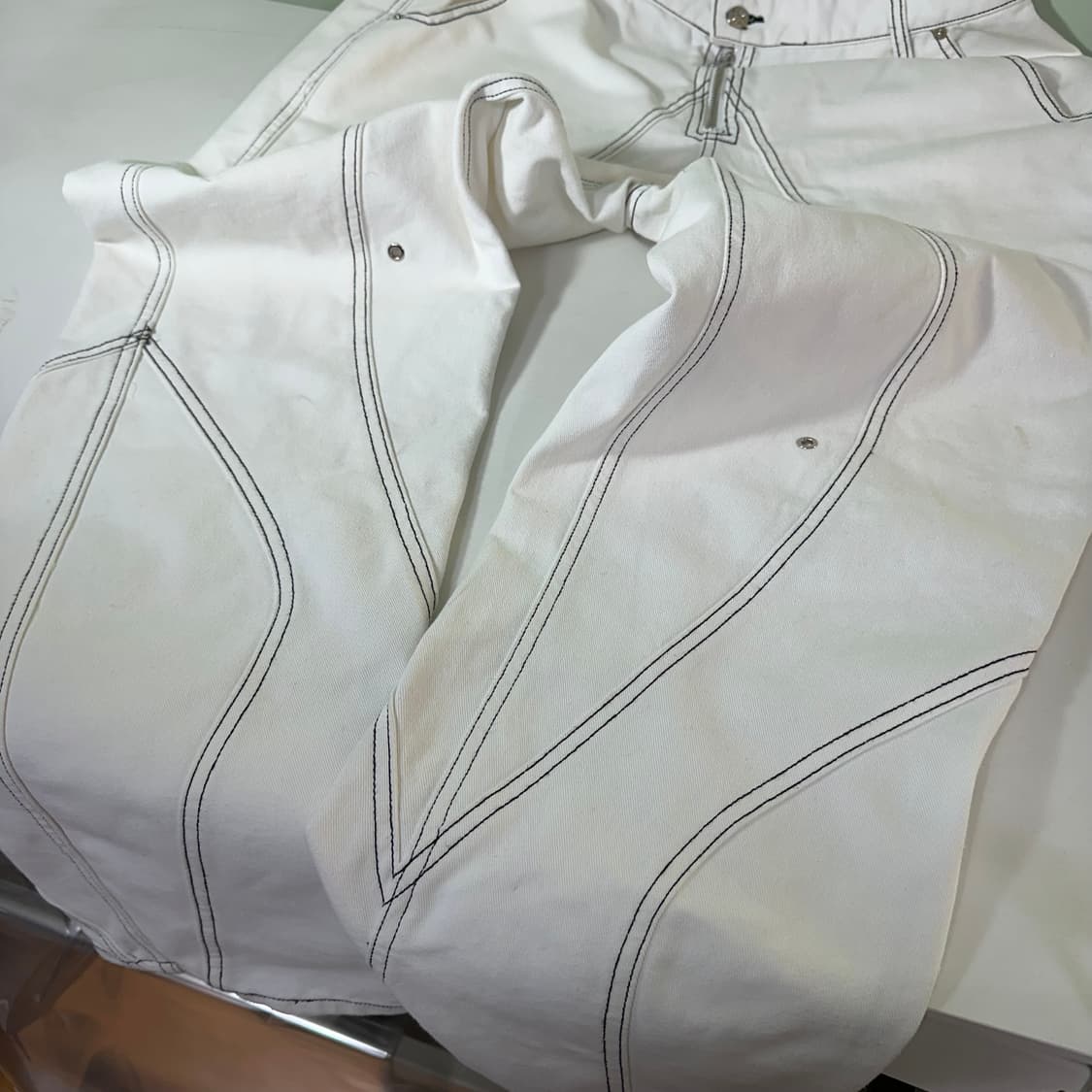 L-XL 51퍼센트 크림화이트 TUNNELLININGTROUSER 블랙스 상품이미지4