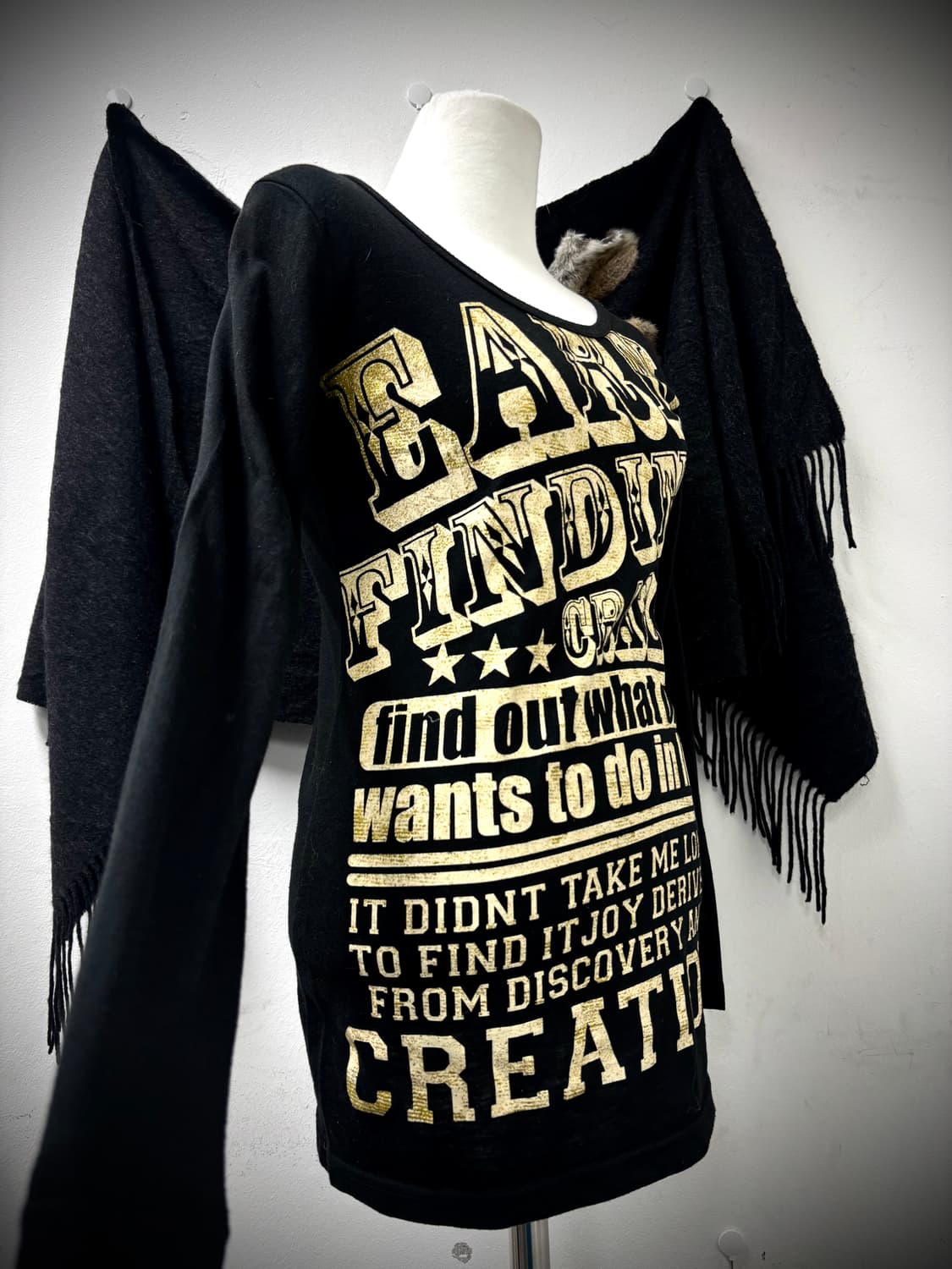 “Vintage”Y2K Print Black Slim Fit Sleeve 상품이미지8